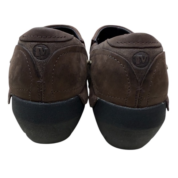 NEW Merrell Luxe Espresso Brown Leather Slip-On Studded Clog Shoe - Picture 5 of 9